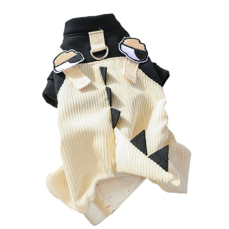 Sandėlyje tarpvalstybinis populiarus naminių gyvūnėlių šuniukų drabužių tiekėjas gamykloje pavasariui ir vasarai nauji dinozaurų keturkojų drabužių vienetinis pristatymas