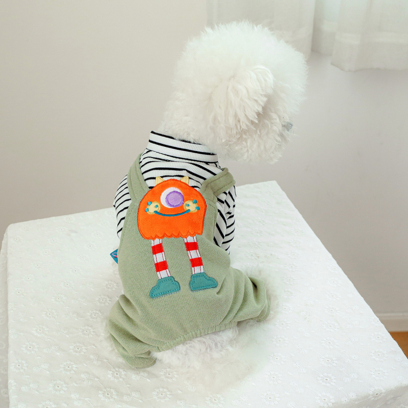 Sandėlyje tarpvalstybinis populiarus naminių gyvūnėlių šuniukų drabužių tiekėjas gamykloje pavasariui ir vasarai nauji dinozaurų keturkojų drabužių vienetinis pristatymas