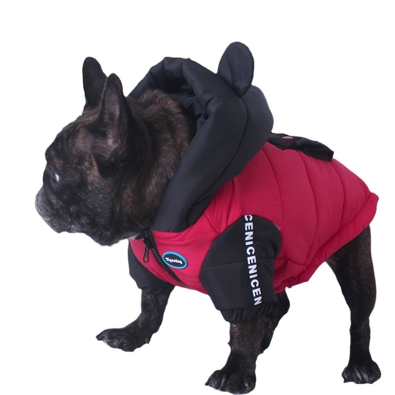 Tiigerkoer Talvine külmakindel veepritsmetega lemmikloom Fadou Bago buldog Soe pehme armas kapuutsiga puuvill