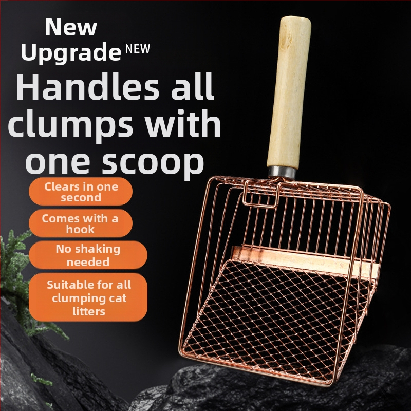 6-то поколение лопатка за котешка тоалетна с дълга дръжка, метална лопатка за котешка тоалетна от неръждаема стомана, голяма лопатка за котешки екскременти, официален инструмент за почистване, директни продажби от фабриката