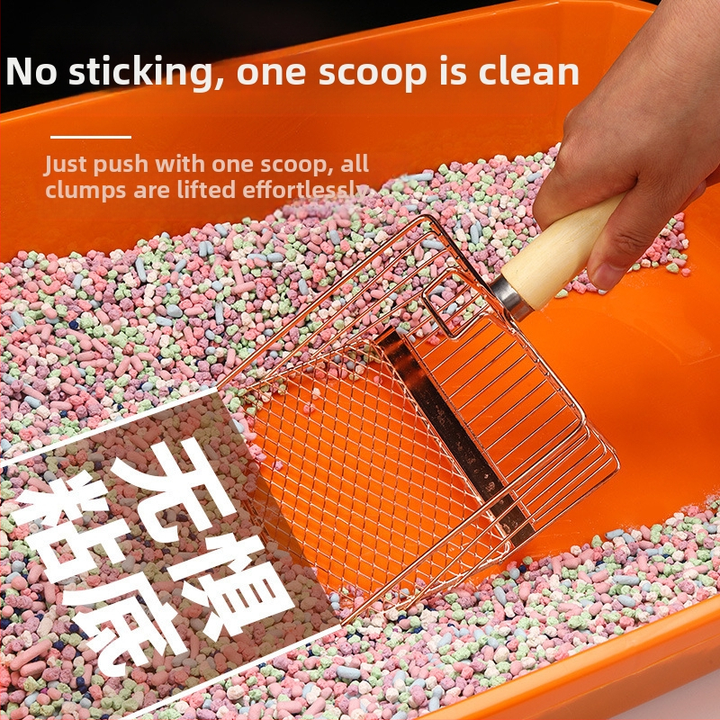 6-то поколение лопатка за котешка тоалетна с дълга дръжка, метална лопатка за котешка тоалетна от неръждаема стомана, голяма лопатка за котешки екскременти, официален инструмент за почистване, директни продажби от фабриката