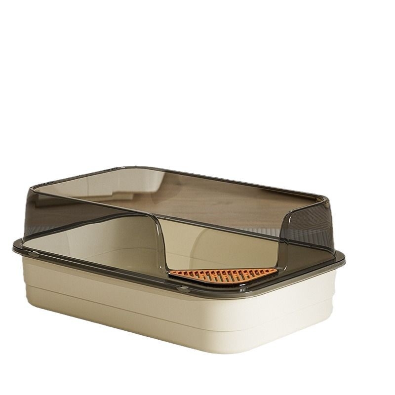 Kaķu tualetes izlietne ar lielu filtru, smilšu pedāli un pretšļakatu ventilāciju, daļēji slēgta kaķu pakaišu izlietne vairumtirdzniecībā.