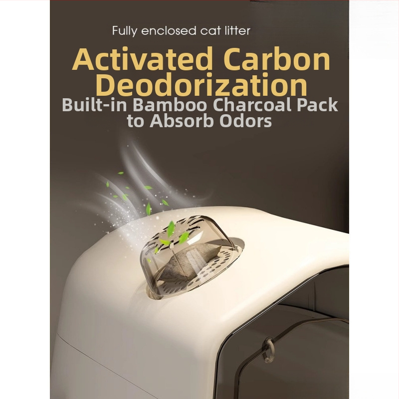 Úplne uzavretá mačacia toaleta s dezodoračným účinkom, extra veľká, odolná voči striekajúcej vode, extra veľká mačacia toaleta