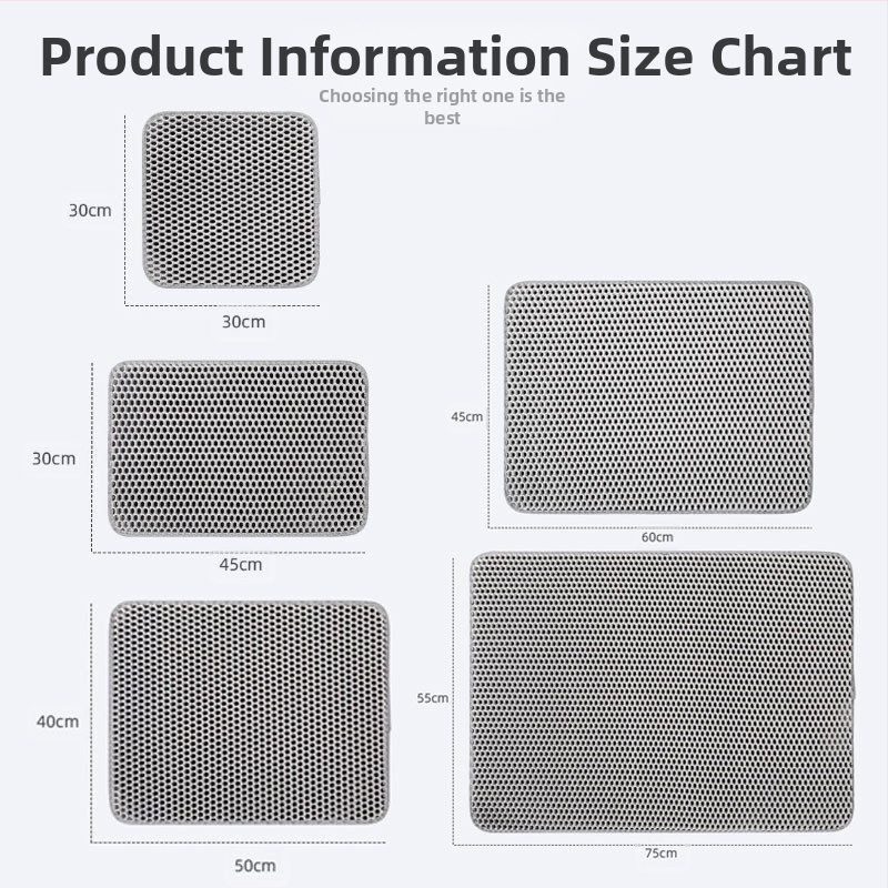 Ārzemju tirdzniecības karsti pārdotais divslāņu filtra kaķu pakaišu paklājiņš pret izņemšanu kaķu pakaišu kaste pret šļakatām smilšu kontroles paklājiņš mājdzīvnieku kaķu piederumi