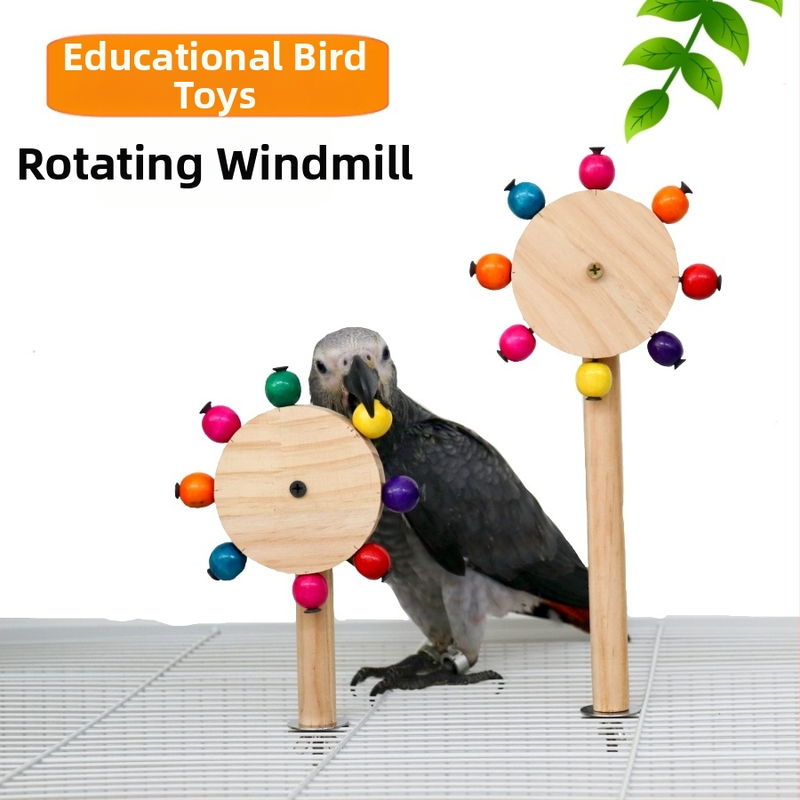 Играчка за птици папагал, въртяща се вятърна станция, пръчка, клетка за птици, шлифоваща станция за нокти, стойка за прът, образователни играчки, трансгранична търговия на едро