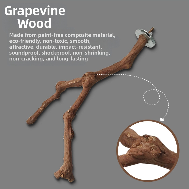 Дървен прът за грозде Yuedi, пръчка за станция за птици, пръчка за клетка за грозде, шлифоваща пръчка за нокът, пръчка за станция за птици с папагал.