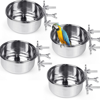 Чаша за храна за папагали, купа за храна от неръждаема стомана, кутия за храна, купа за храна, корито за вода, специална храна за птици, чаша против пръскане