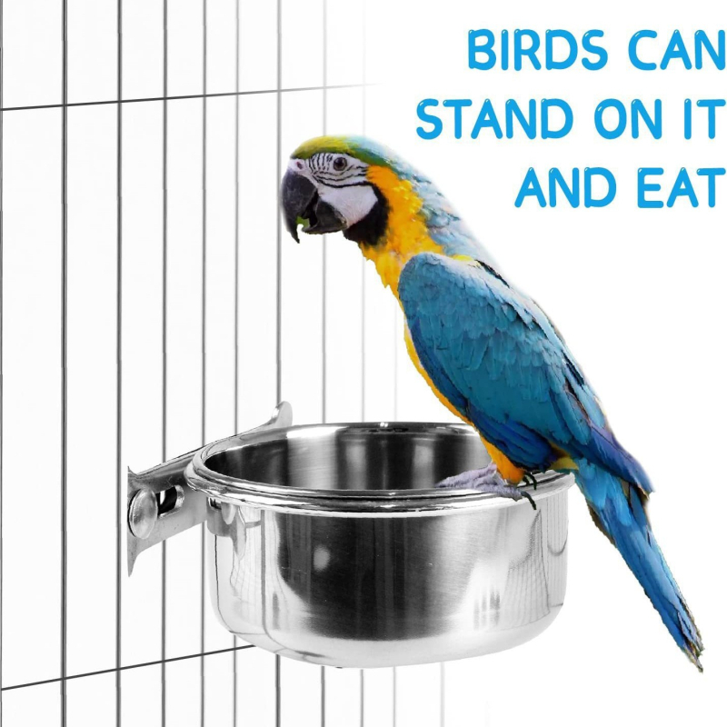 Чаша за храна за папагали, купа за храна от неръждаема стомана, кутия за храна, купа за храна, корито за вода, специална храна за птици, чаша против пръскане