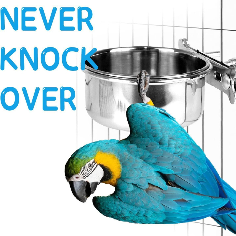 Чаша за храна за папагали, купа за храна от неръждаема стомана, кутия за храна, купа за храна, корито за вода, специална храна за птици, чаша против пръскане