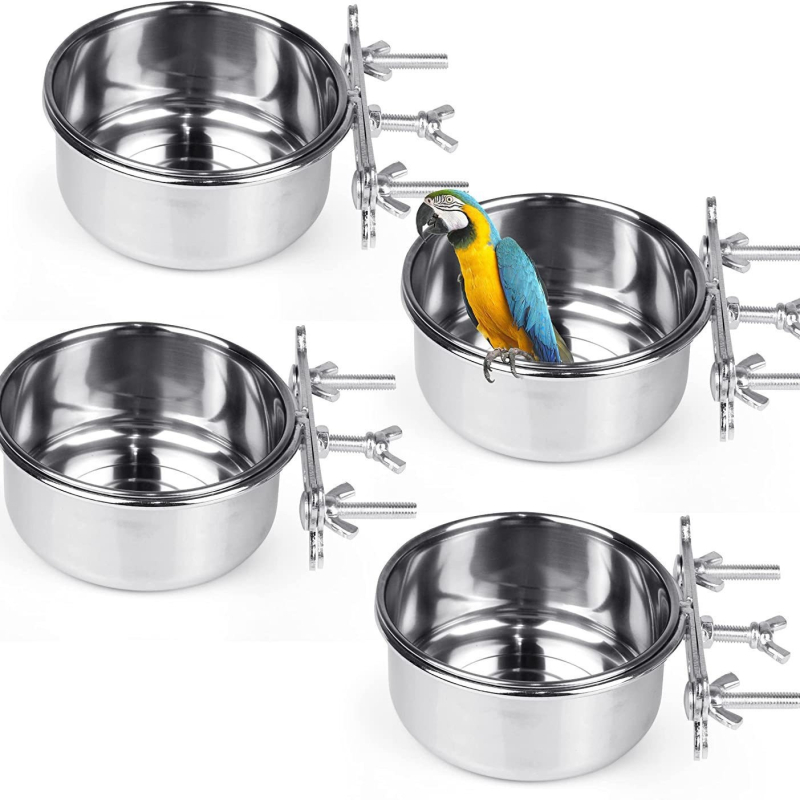 Чаша за храна за папагали, купа за храна от неръждаема стомана, кутия за храна, купа за храна, корито за вода, специална храна за птици, чаша против пръскане
