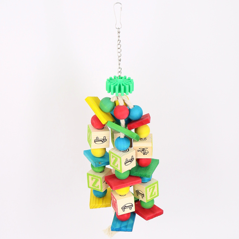 Играчка за птици папагал, доставки през граница, популярни на склад на едро, цветни цифрови дървени блокове, строителни блокове, образователни играчки за птици