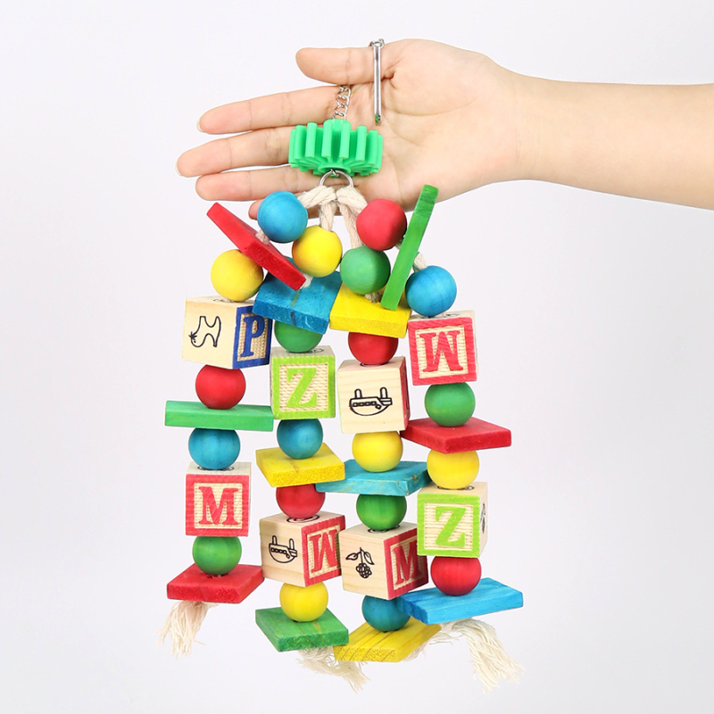 Играчка за птици папагал, доставки през граница, популярни на склад на едро, цветни цифрови дървени блокове, строителни блокове, образователни играчки за птици