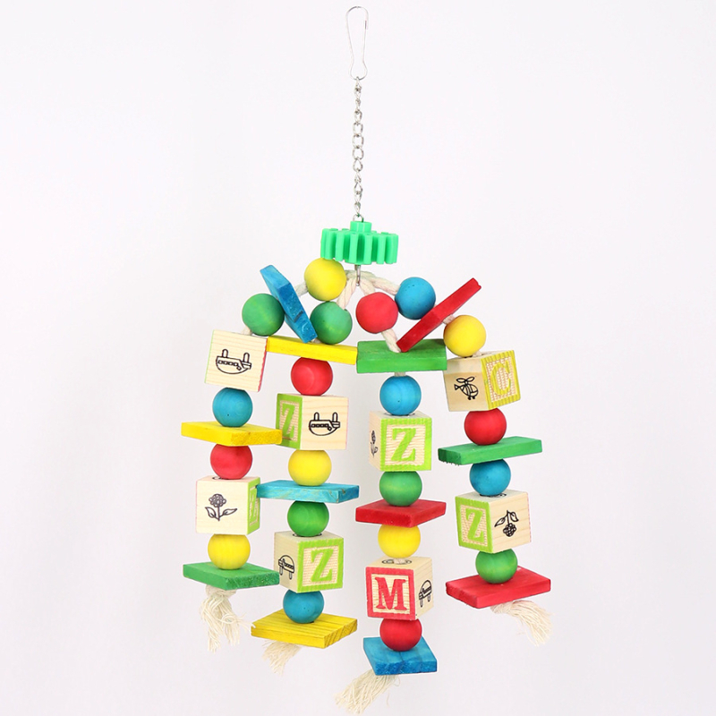 Играчка за птици папагал, доставки през граница, популярни на склад на едро, цветни цифрови дървени блокове, строителни блокове, образователни играчки за птици