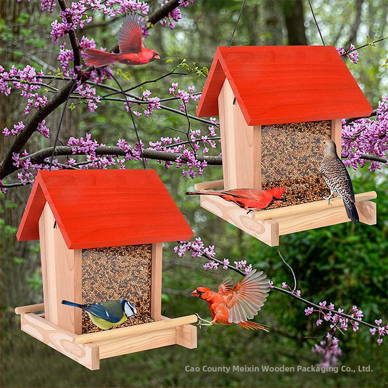 Креативно дървено птиче гнездо, дървена клетка за птици, маса за хранене на птици, къщичка за птици, птиче гнездо, хранилка за птици на открито, хранилка за колибри
