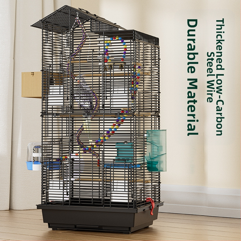 Клетка за папагал, голяма, телена, домакинска декоративна, божур Xuanfeng, двуетажна, вила, изключително голяма, хоризонтална, метална, телена клетка