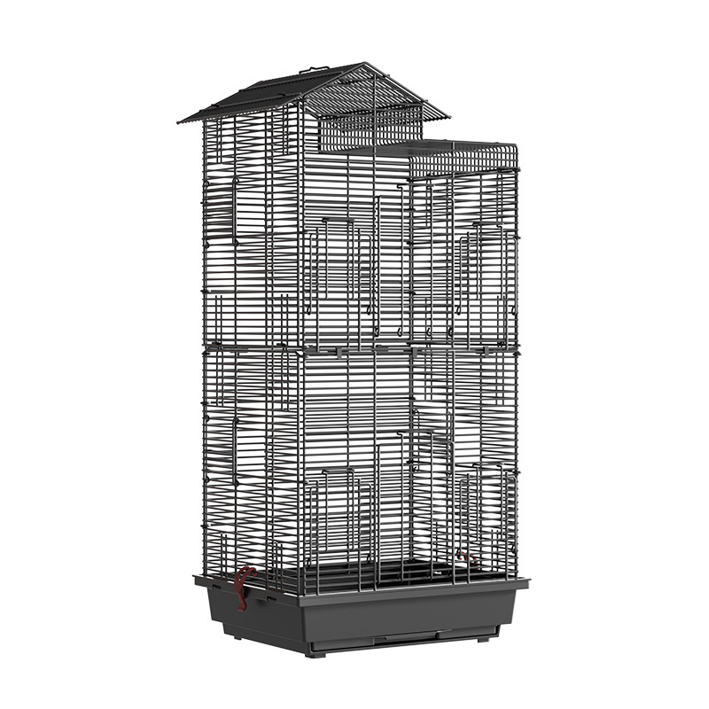 Papūgos paukščių narvelis, didelis vielinis namų dekoratyvus Xuanfeng bijūnų dviaukštis vilos formos narvelis, ypač didelis horizontalus vielinis metalinis narvelis