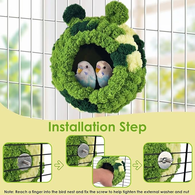 Трансгранично ново птиче гнездо Топло коралово кадифено плюшено птиче гнездо Аксесоари за клетка за папагал Висящо плюшено птиче гнездо