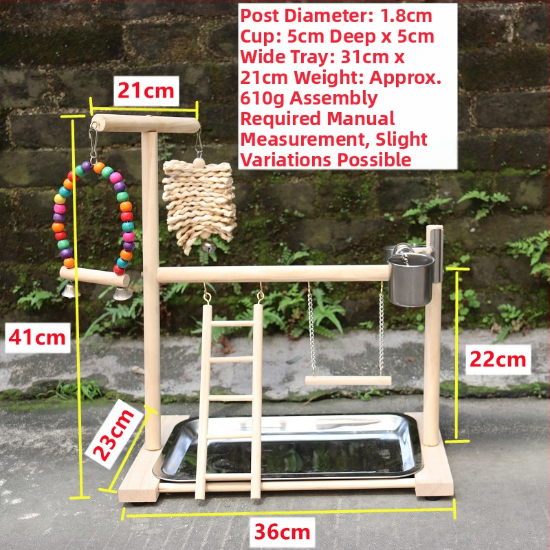 Малка и средна по размер дървена рамка за папагали, интерактивна стойка за станция, люлка за детска площадка, стълба за катерене, матирано дърво от зантоксилум, бар, стойка за птици
