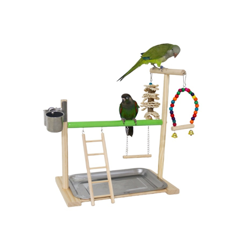 Малка и средна по размер дървена рамка за папагали, интерактивна стойка за станция, люлка за детска площадка, стълба за катерене, матирано дърво от зантоксилум, бар, стойка за птици