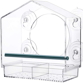 Tarpvalstybinis akrilinis paukščių narvelis, skaidrus, mažas naminių paukščių sieninis tiektuvas, lauko adsorbcinis plastikinis paukščių lesyklėlė