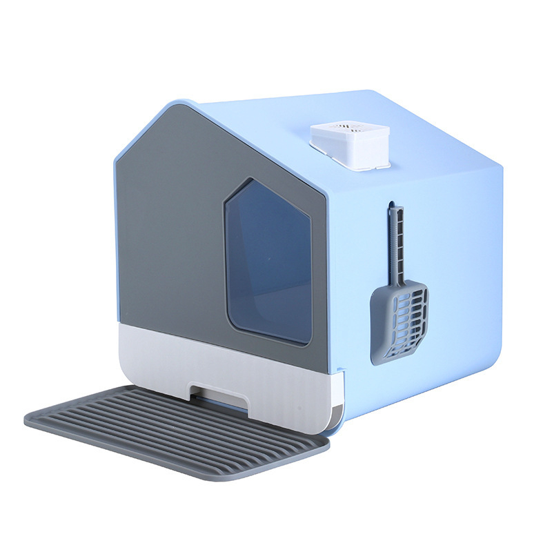 Mājas tipa kaķu pakaišu kaste ar pretšļakatu funkciju, liela, pilnībā slēgta atvilktne, kaķu tualete, dezodorants, jaunu kaķu pakaišu kaste, kaķu pakaišu kaste