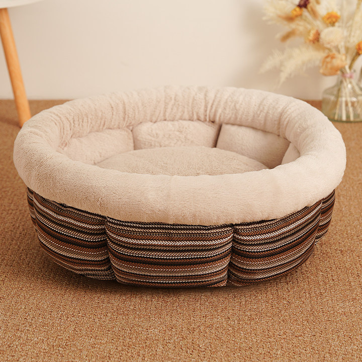 Kutyakennel Kutyaszőnyeg Utánzat Vászon Kerek Kennel Csúszásmentes Kis és Közepes Testű Kutyáknak Téli Meleg Kutyaketrec Kutyaágy Kisállat Fekhely Macskakennel