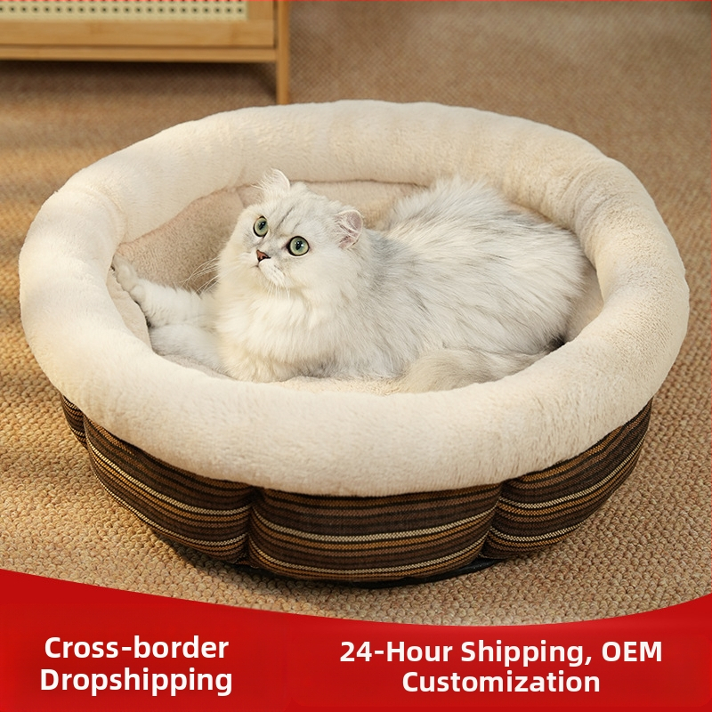 Kutyakennel Kutyaszőnyeg Utánzat Vászon Kerek Kennel Csúszásmentes Kis és Közepes Testű Kutyáknak Téli Meleg Kutyaketrec Kutyaágy Kisállat Fekhely Macskakennel