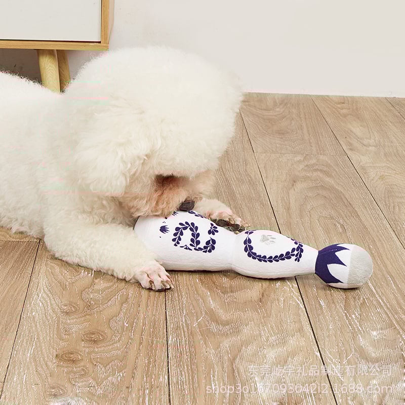 Nou în stoc Pet Voice Plush Colorat Email Sticlă de Vin Formă Câine Pisică Pet Plush Voice Jucărie