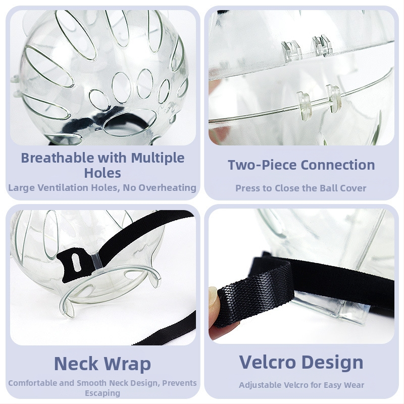 Котешка качулка, намордник против облизване и ухапване, прозрачна сферична дишаща, Elizabeth пръстен, покривало за котешка глава