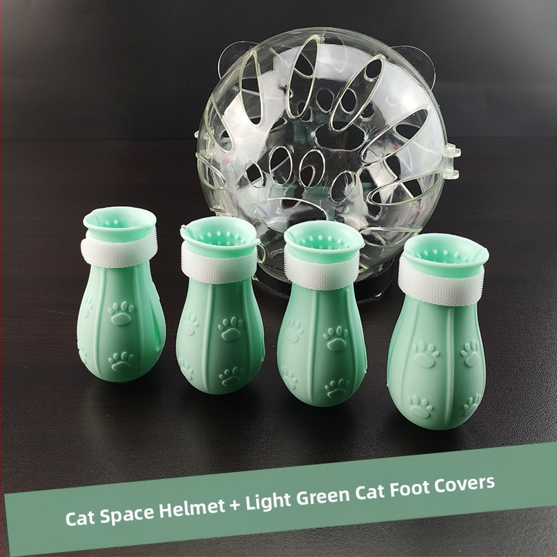 Katės galvos apdangalas su gaubtu, apsaugančiu nuo laižymo, apsaugančiu nuo įkandimo, permatomas, sferinis, kvėpuojantis. Elžbietos žiedo formos katės galvos apdangalas.