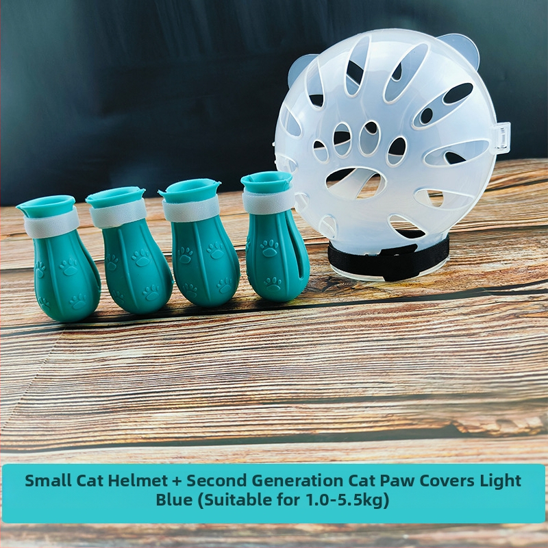 Katės galvos apdangalas su gaubtu, apsaugančiu nuo laižymo, apsaugančiu nuo įkandimo, permatomas, sferinis, kvėpuojantis. Elžbietos žiedo formos katės galvos apdangalas.