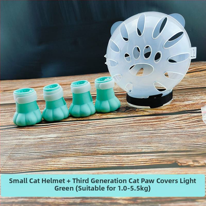 Katės galvos apdangalas su gaubtu, apsaugančiu nuo laižymo, apsaugančiu nuo įkandimo, permatomas, sferinis, kvėpuojantis. Elžbietos žiedo formos katės galvos apdangalas.