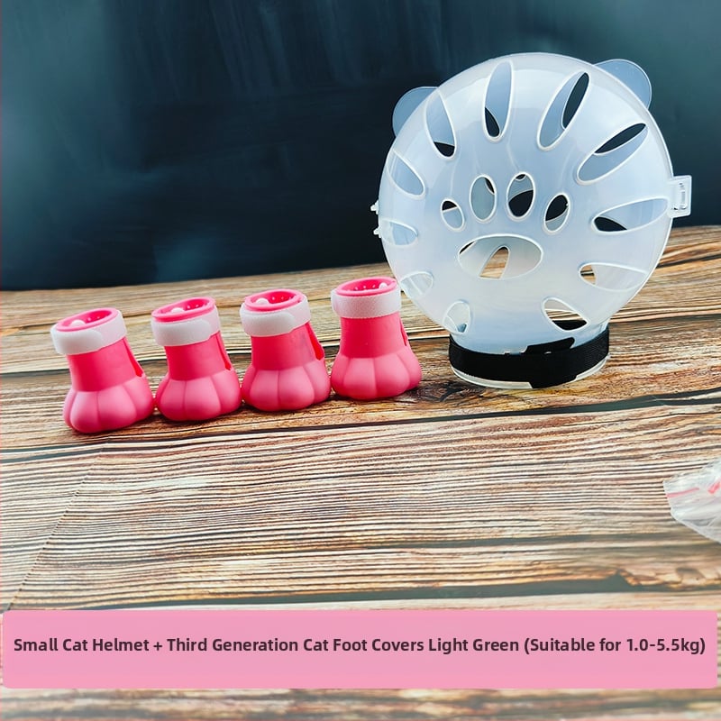 Katės galvos apdangalas su gaubtu, apsaugančiu nuo laižymo, apsaugančiu nuo įkandimo, permatomas, sferinis, kvėpuojantis. Elžbietos žiedo formos katės galvos apdangalas.