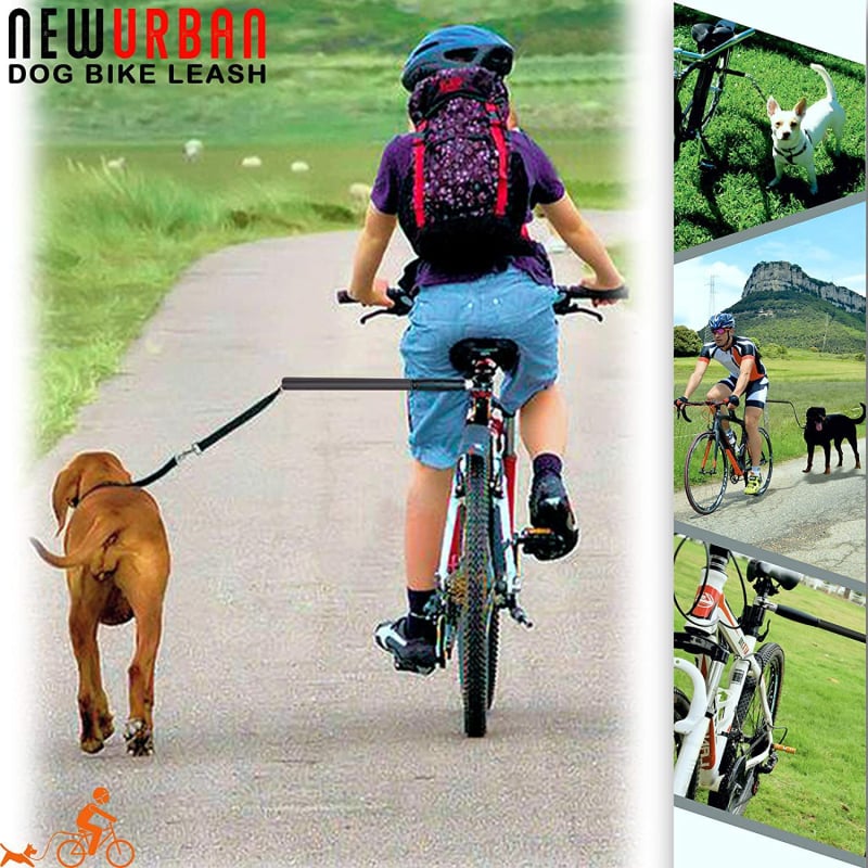 Plimbător de câini Amazon cu lesă retractabilă cu arc, lesă pentru bicicletă, lesă pentru animale de companie, plimbări cu bicicleta