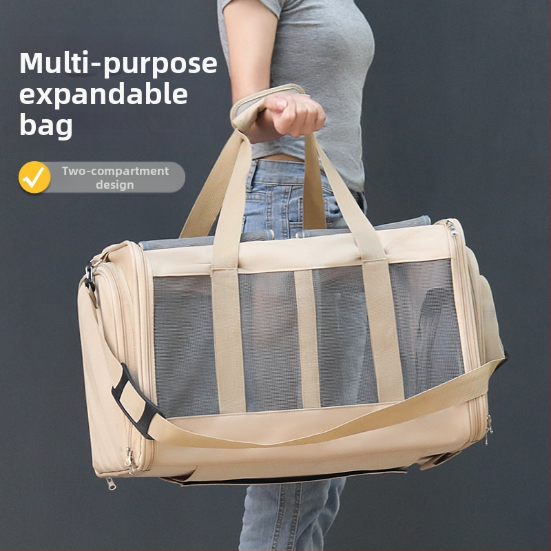 Τσάντα γάτας Outdoor Φορητή επεκτεινόμενη τσάντα χειρός Δύο γάτες Hatchback Απομονωμένη πτυσσόμενη τσάντα ώμου για κατοικίδια με δυνατότητα χιαστί μεταφοράς