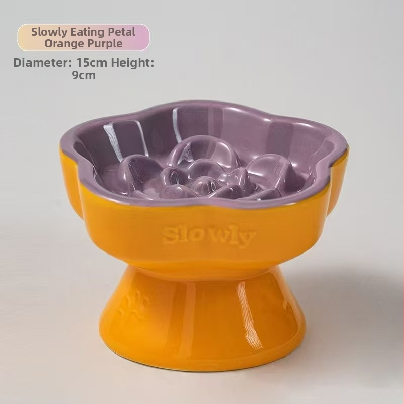 Lemmikloomade aeglase toidu kauss, kõrge jalaga keraamiline kassikauss, koerakauss, väikese koera ja kassi jaoks, lämbumisvastane aeglase toidu kauss, löögikindel kaelakaitse, kaldus kauss