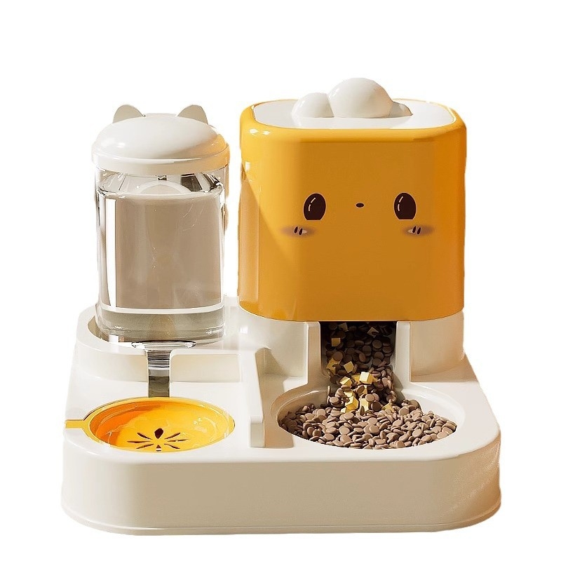 Automatinis kačių ėdalo dubenėlis katėms, ryžių dubenėlis maistui šunims, dvigubas dubenėlis geriamajam vandeniui, kačių artefaktams, geriamajam vandeniui, viskas viename aparate