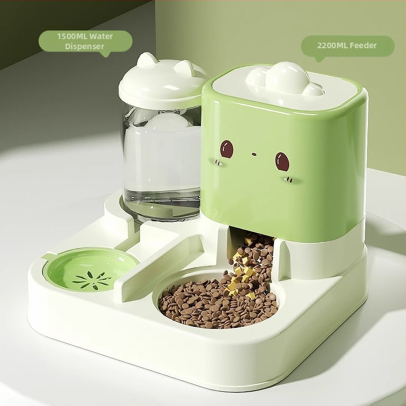 Automatinis kačių ėdalo dubenėlis katėms, ryžių dubenėlis maistui šunims, dvigubas dubenėlis geriamajam vandeniui, kačių artefaktams, geriamajam vandeniui, viskas viename aparate