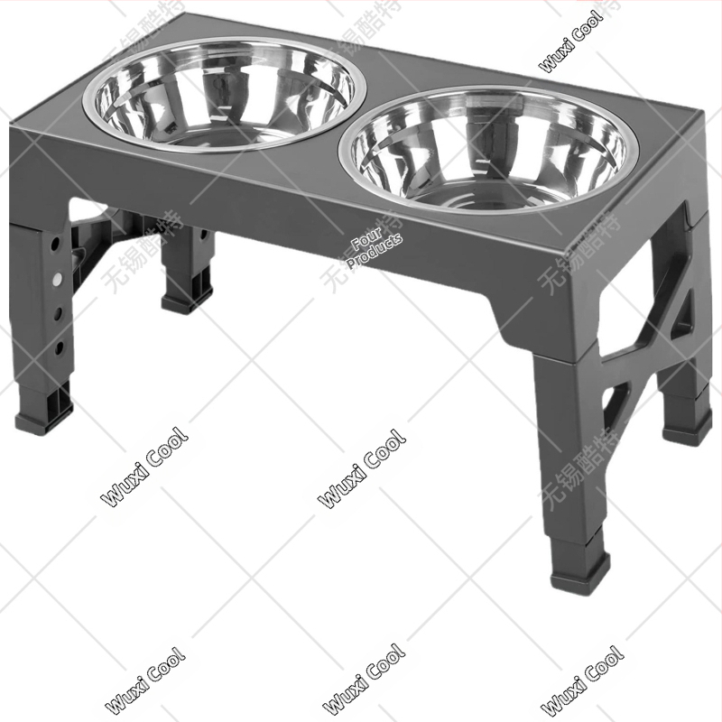 В наличност купа за кучета от неръждаема стомана с повдигаща се повдигаща се двойна купа, регулируема хранилка за домашни любимци, плаваща купа за бавно хранене, купа за храна