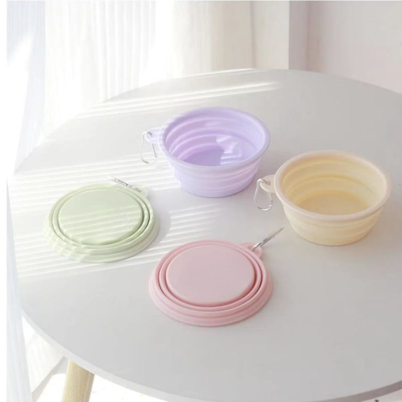 Amazon Crossborder Macaron Color Храна за домашни любимци Котки и кучета Храна Купа за вода Пътуване Преносима Сгъваема Купа за вода