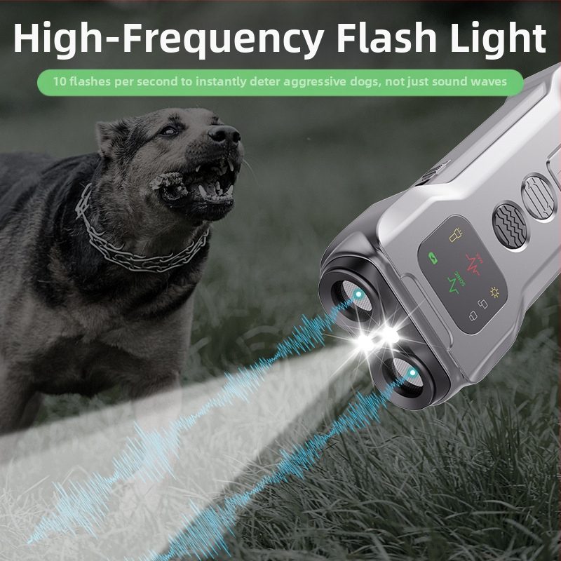 Трансграничен ултразвуков репелент за кучета с три глави, преносим дресьор за кучета със светлина, репелент за кучета против ухапване, репелент за кучета