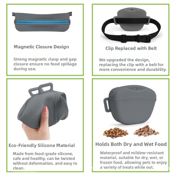 Νέα τσάντα μέσης σιλικόνης για εκπαίδευση σκύλων, φορητή ζώνη, τσάντα φαγητού για σκύλους, εξωτερική τσάντα σίτισης εκπαίδευσης σκύλων, έτοιμη σε απόθεμα