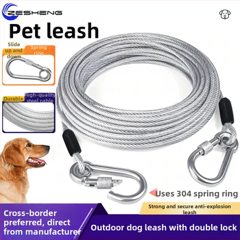 Piiriülene kuummüük lemmikloomade jalutusrihm roostevabast terasest trossist hammustusvastane kulumiskindel koerakett õues kasutamiseks mõeldud poltidega koerarihm