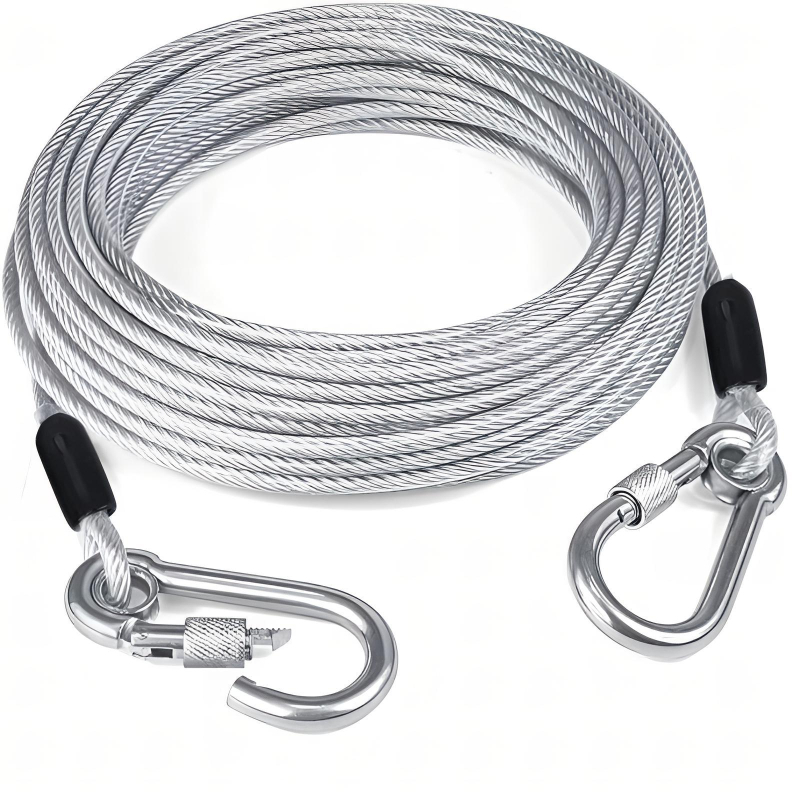 Piiriülene kuummüük lemmikloomade jalutusrihm roostevabast terasest trossist hammustusvastane kulumiskindel koerakett õues kasutamiseks mõeldud poltidega koerarihm