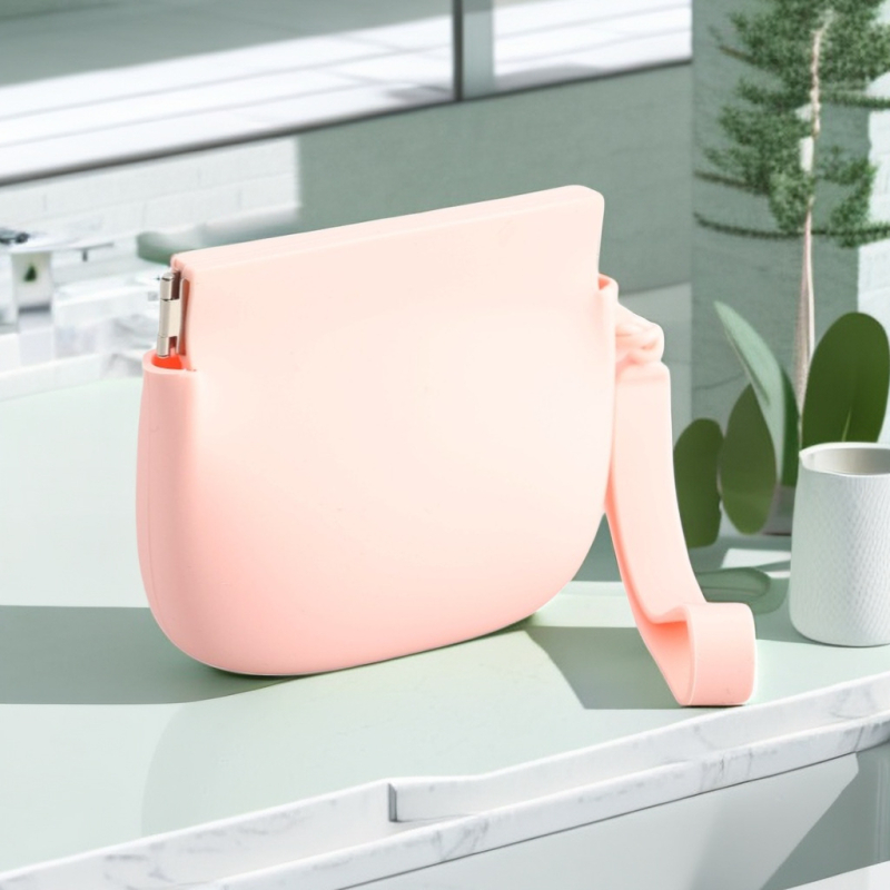 Nauja silikoninė šrapnelio formos monetų laikymo piniginė su rankomis užrišama sagtimi, silikoninė lūpų dažų laikymo piniginė, ausinių ir raktų laikymo piniginė