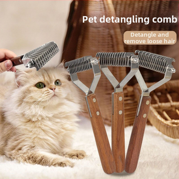 Гребен за кучешки редове със златен косъм, резачка за отваряне на възли, гребен за възли, гребен против възли, гребен за премахване на косми и плаващо обезкосмяване, гребен за артефакти за домашни любимци