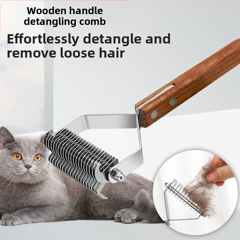 Гребен за кучешки редове със златен косъм, резачка за отваряне на възли, гребен за възли, гребен против възли, гребен за премахване на косми и плаващо обезкосмяване, гребен за артефакти за домашни любимци