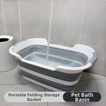 Mitmeotstarbeline kokkupandav lastevann, loominguline kokkupandav määrdunud korv, majapidamises kasutatavate lemmikloomade vannide hoiukorv