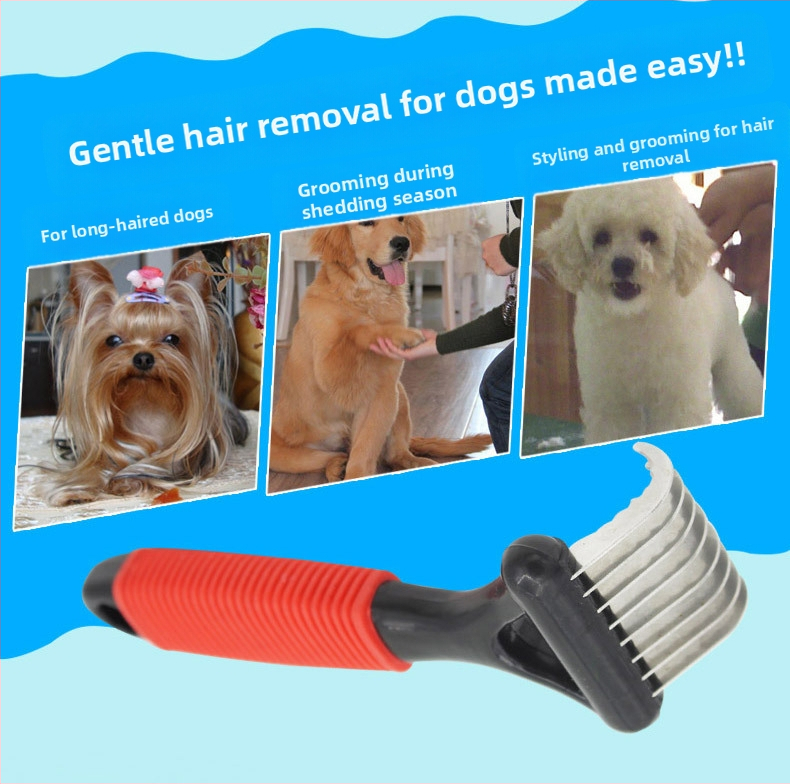 Гребен за кучешка козина с отворен възел, гребен за премахване на косми, двустранен гребен с отворен възел, гребен за котки, козметичен гребен за домашни любимци