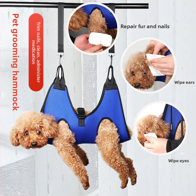 Hamac pentru tunderea unghiilor pentru pisici și câini, pentru frumusețea animalelor de companie, pentru pisici și câini de dimensiuni mici și mijlocii, fix, agățat, geantă auxiliară de spălat pisici